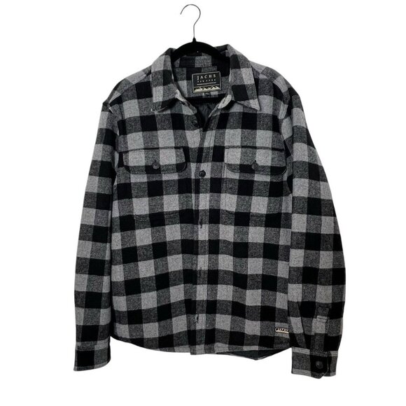 JACHS Other - Jachs New York Jacket Men L Wool Buffalo Check Black Gray Flannel Quilted Coat